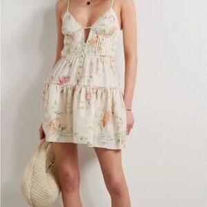 LoveShackFancy Cream Multi Mini Dress